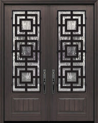 WDMA 64x96 Door (5ft4in by 8ft) Exterior Cherry IMPACT | 96in Double 1 Panel 3/4 Lite Moderna Steel Grille Door 1
