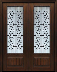 WDMA 64x96 Door (5ft4in by 8ft) Exterior Cherry IMPACT | 96in Double 1 Panel 3/4 Lite St Charles Door 1