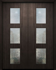 WDMA 64x96 Door (5ft4in by 8ft) Exterior Mahogany 96in Double Newport Solid Contemporary Door w/Textured Glass 1