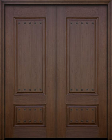 WDMA 64x96 Door (5ft4in by 8ft) Exterior Mahogany IMPACT | 96in Double 2 Panel Square Door with Clavos 1