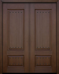WDMA 64x96 Door (5ft4in by 8ft) Exterior Mahogany IMPACT | 96in Double 2 Panel Square Door with Clavos 1