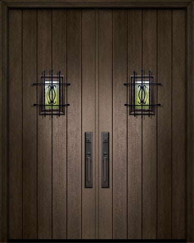 WDMA 64x96 Door (5ft4in by 8ft) Exterior Mahogany IMPACT | 96in Double Plank Door with Speakeasy 1