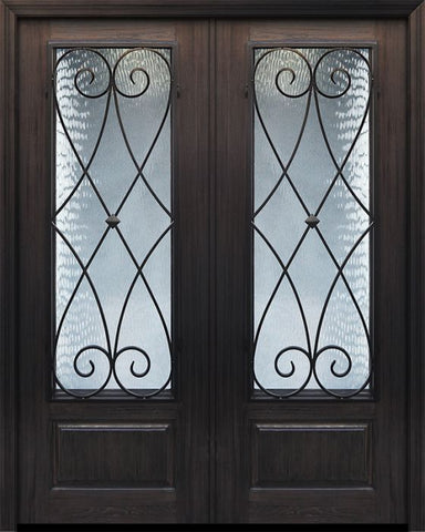 WDMA 64x96 Door (5ft4in by 8ft) Exterior Cherry 96in Double 1 Panel 3/4 Lite Charleston Door 1