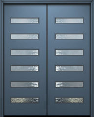 WDMA 64x96 Door (5ft4in by 8ft) Exterior Smooth 96in Double Beverly Solid Contemporary Door w/Textured Glass 1