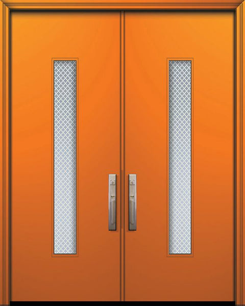 WDMA 64x96 Door (5ft4in by 8ft) Exterior Smooth 96in Double Malibu Solid Contemporary Door w/Metal Grid 1