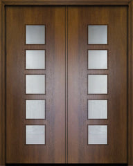 WDMA 64x96 Door (5ft4in by 8ft) Exterior Mahogany 96in Double Venice Contemporary Door w/Textured Glass 1