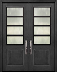 WDMA 64x96 Door (5ft4in by 8ft) Exterior Knotty Alder IMPACT | 96in Double 1 Panel 2/3 Lite Urban Steel Grille Door 1