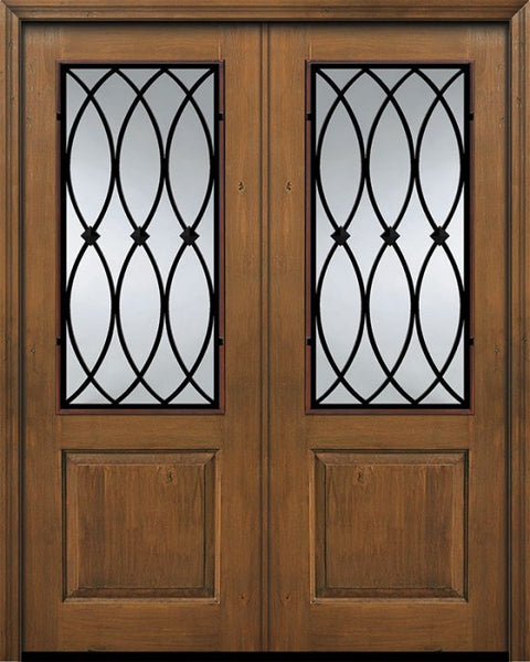 WDMA 64x96 Door (5ft4in by 8ft) Exterior Knotty Alder IMPACT | 96in Double 1 Panel 2/3 Lite La Salle Door 1