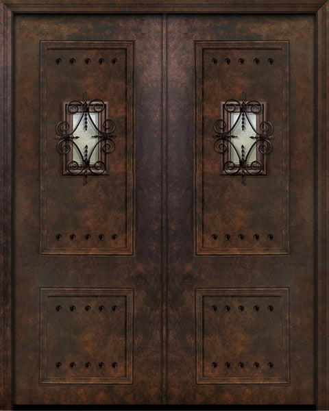 WDMA 64x96 Door (5ft4in by 8ft) Exterior 96in ThermaPlus Steel 2 Panel Double Door with Speakeasy / Clavos 1