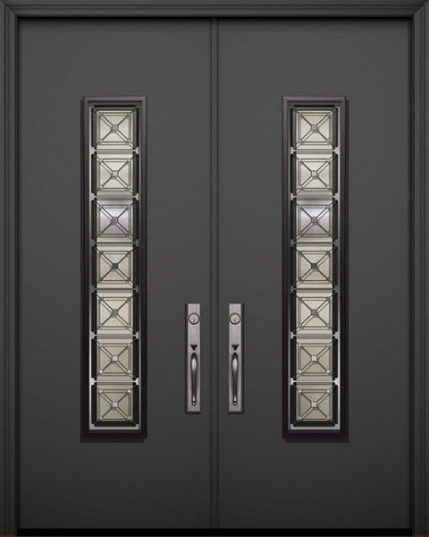 WDMA 64x96 Door (5ft4in by 8ft) Exterior Smooth 96in Double Malibu Solid Contemporary Door with Speakeasy 1