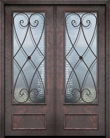 WDMA 64x96 Door (5ft4in by 8ft) Exterior 96in ThermaPlus Steel Charleston 1 Panel 3/4 Lite Double Door 1