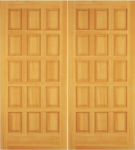 WDMA 68x78 Door (5ft8in by 6ft6in) Exterior Swing Pine Wood 15 Panel Rustic Double Door 1