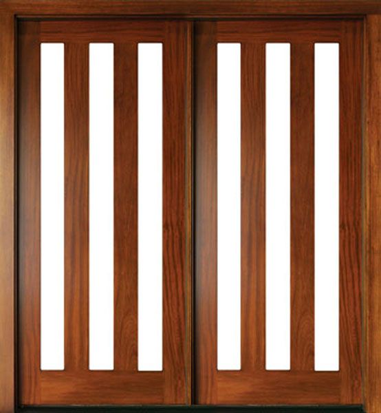 WDMA 68x78 Door (5ft8in by 6ft6in) Exterior Mahogany Milan 3 Lite Double Door 1
