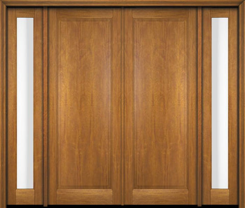 WDMA 68x78 Door (5ft8in by 6ft6in) Exterior Swing Mahogany Full Raised Panel Solid Double Entry Door Sidelights 1