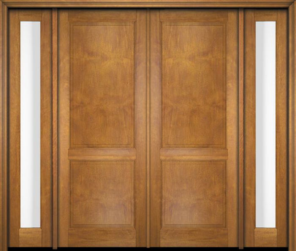 WDMA 68x78 Door (5ft8in by 6ft6in) Exterior Swing Mahogany 2 Raised Panel Solid Double Entry Door Sidelights 1