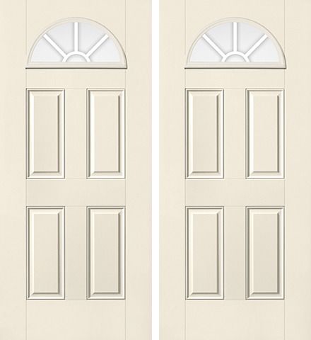 WDMA 68x80 Door (5ft8in by 6ft8in) Exterior Smooth F-Grille Colonial 4 Lite Half Lite Fan Lite 4 Panel Star Double Door 1