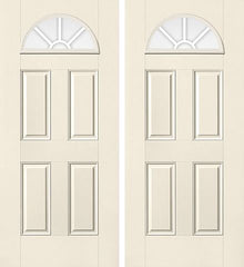 WDMA 68x80 Door (5ft8in by 6ft8in) Exterior Smooth F-Grille Colonial 4 Lite Half Lite Fan Lite 4 Panel Star Double Door 1