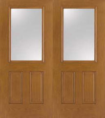 WDMA 68x80 Door (5ft8in by 6ft8in) Exterior Oak Fiberglass Impact Door 1/2 Lite Clear 6ft8in Double 1