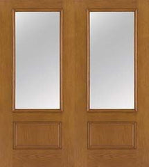 WDMA 68x80 Door (5ft8in by 6ft8in) French Oak Fiberglass Impact Door 3/4 Lite Clear 6ft8in Double 1