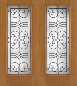WDMA 68x80 Door (5ft8in by 6ft8in) Exterior Oak Fiberglass Impact Door Full Lite Salinas 6ft8in Double 1