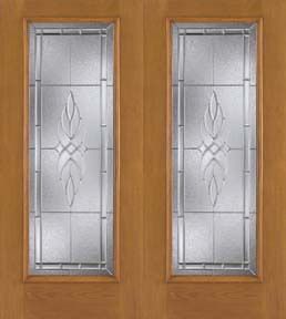 WDMA 68x80 Door (5ft8in by 6ft8in) Exterior Oak Fiberglass Impact Door Full Lite Kensington 6ft8in Double 1
