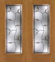 WDMA 68x80 Door (5ft8in by 6ft8in) Exterior Oak Fiberglass Impact Door Full Lite Avonlea 6ft8in Double 2