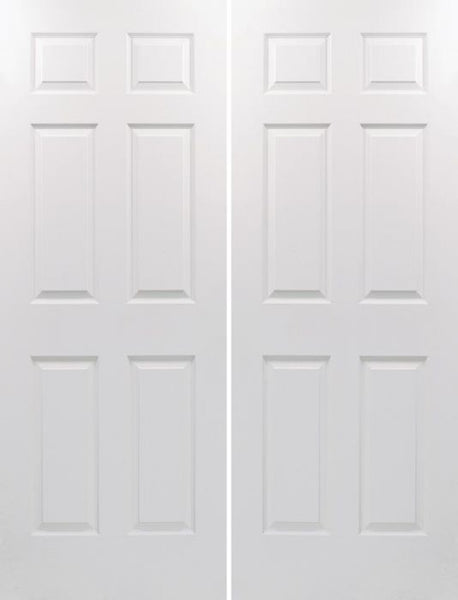 WDMA 68x96 Door (5ft8in by 8ft) Interior Swing Woodgrain 96in Colonist Hollow Core Textured Double Door|1-3/8in Thick 1