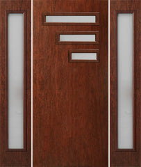 WDMA 70x80 Door (5ft10in by 6ft8in) Exterior Cherry Contemporary Modern 3 Lite Single Entry Door Sidelights FC522 1