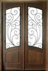 WDMA 72x108 Door (6ft by 9ft) Exterior Mahogany Aberdeen Impact Double Door w Redwood Iron 1