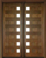 WDMA 72x108 Door (6ft by 9ft) Exterior Mahogany Milan 14 Panel 7 Lite Impact Double Door 1