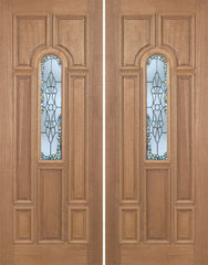 WDMA 72x96 Door (6ft by 8ft) Exterior Mahogany Revis Double Door w/ Tiffany Glass - 8ft Tall 1
