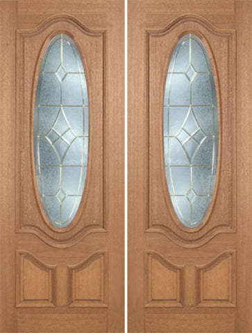 WDMA 72x96 Door (6ft by 8ft) Exterior Mahogany Carmel Double Door w/ A Glass - 8ft Tall 1