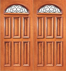 WDMA 72x96 Door (6ft by 8ft) Exterior Mahogany Camber Lite External Double Door with Ironwork 1