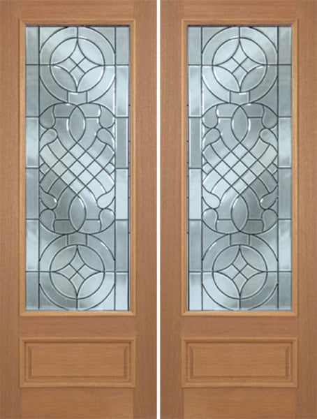 WDMA 72x96 Door (6ft by 8ft) Exterior Mahogany Livingston Double Door w/ D Glass - 8ft Tall 1