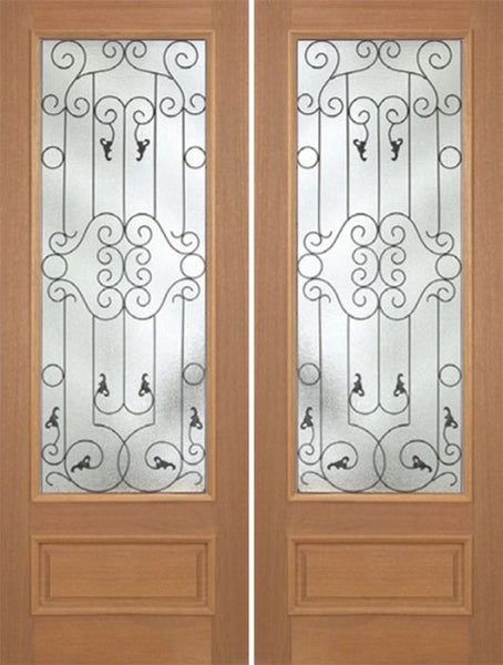 WDMA 72x96 Door (6ft by 8ft) Exterior Mahogany Roma Double Door w/ WM Glass - 8ft Tall 1