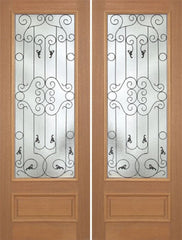 WDMA 72x96 Door (6ft by 8ft) Exterior Mahogany Roma Double Door w/ WM Glass - 8ft Tall 1