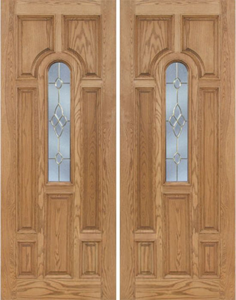 WDMA 72x96 Door (6ft by 8ft) Exterior Oak Carrick Double Door w/ C Glass - 8ft Tall 1