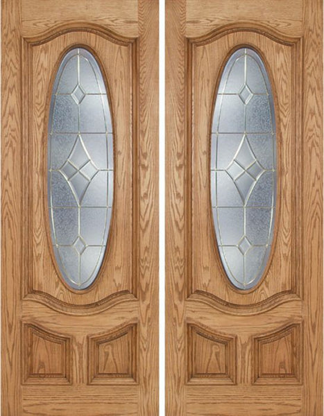 WDMA 72x96 Door (6ft by 8ft) Exterior Oak Dally Double Door w/ A Glass - 8ft Tall 1
