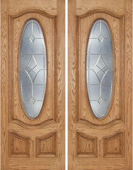 WDMA 72x96 Door (6ft by 8ft) Exterior Oak Dally Double Door w/ A Glass - 8ft Tall 1