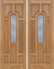 WDMA 72x96 Door (6ft by 8ft) Exterior Oak Carrick Double Door w/ L Glass - 8ft Tall 1