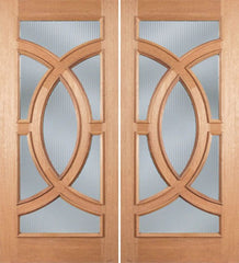 WDMA 72x96 Door (6ft by 8ft) Patio Mahogany Crescendo Exterior Double Door w/ Reed Glass 1
