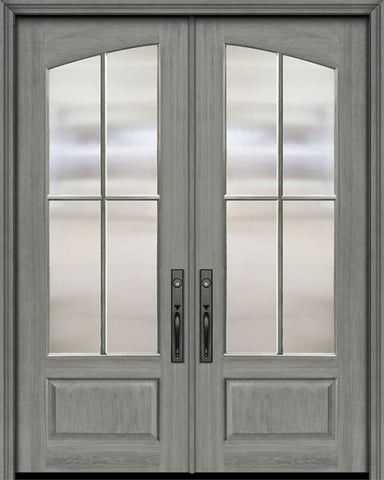 WDMA 72x96 Door (6ft by 8ft) Exterior Mahogany 36in x 96in Double Square Top Arch 4 Lite SDL DoorCraft Door 1