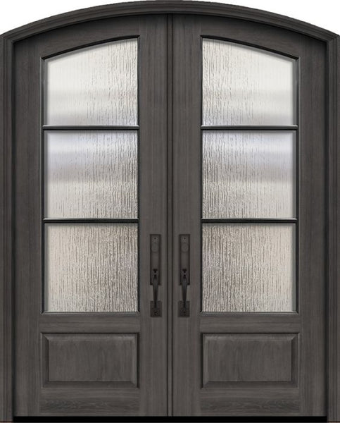 WDMA 72x96 Door (6ft by 8ft) Exterior Mahogany 36in x 96in Double Arch Top 3 Lite SDL DoorCraft Door 1