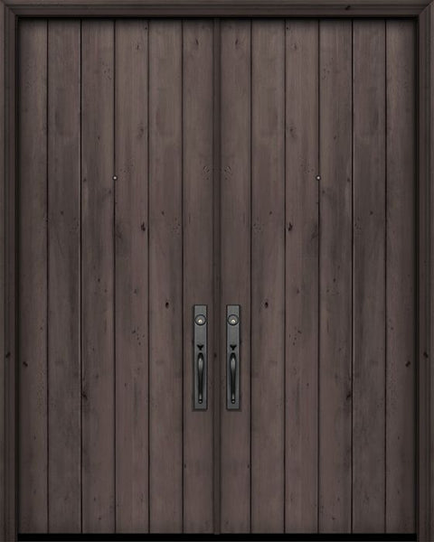 WDMA 72x96 Door (6ft by 8ft) Exterior Swing Knotty Alder 36in x 96in Double Square Top Plank Estancia Alder Door 1