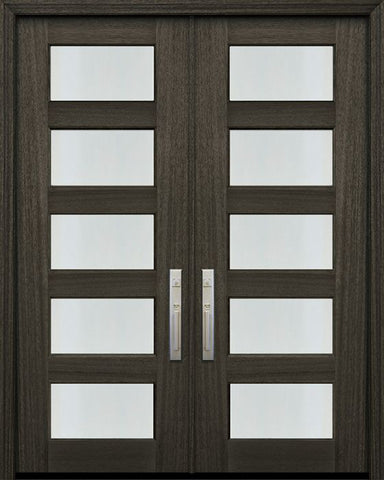 WDMA 72x96 Door (6ft by 8ft) Exterior Mahogany 36in x 96in Double 5 lite TDL Continental DoorCraft Door w/Bevel IG 1