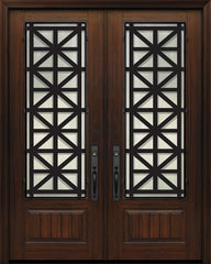 WDMA 72x96 Door (6ft by 8ft) Exterior Cherry Pro 96in Double 1 Panel 3/4 Lite Contempo Steel Grille Door 1