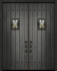 WDMA 72x96 Door (6ft by 8ft) Exterior Swing Mahogany 36in x 96in Double Square Top Plank Portobello Door with Speakeasy / Clavos 1