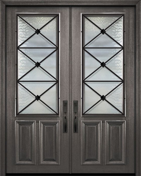 WDMA 72x96 Door (6ft by 8ft) Exterior Mahogany 36in x 96in Double 2/3 Lite Republic Portobello Door 1
