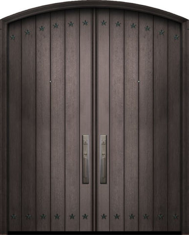 WDMA 72x96 Door (6ft by 8ft) Exterior Mahogany 96in Double Plank Arch Top Door with Clavos 1
