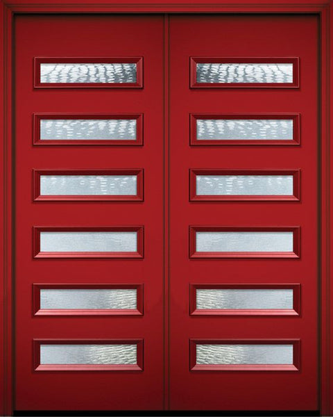 WDMA 72x96 Door (6ft by 8ft) Exterior 96in ThermaPlus Steel Beverly Contemporary Double Door w/Textured Glass 1